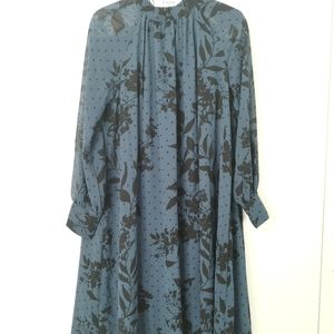 H&M Blue black pleated midi dress